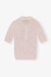 画像2: GANNI ガニー Black Sheer Cotton Printed Polo Shirt (2)