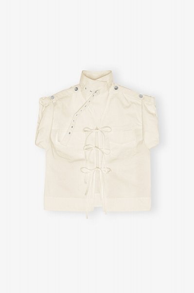 画像1: GANNI ガニー Ivory Stretch Cotton Blouse (1)