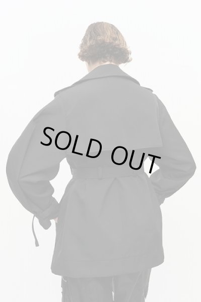 画像5: GANNI ガニー Black Heavy Twill Midi Trench Coat (5)