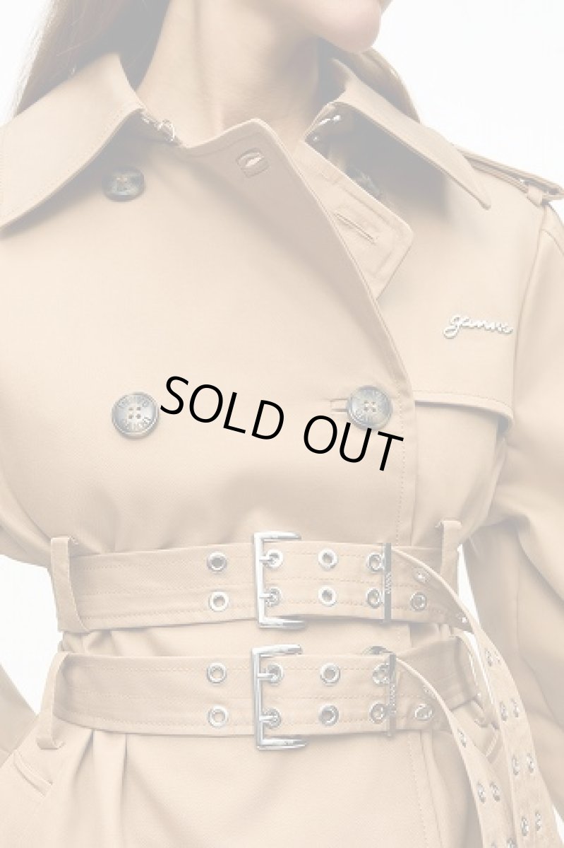 画像3: GANNI ガニー Camel Bonded Cotton Trench Coat (3)