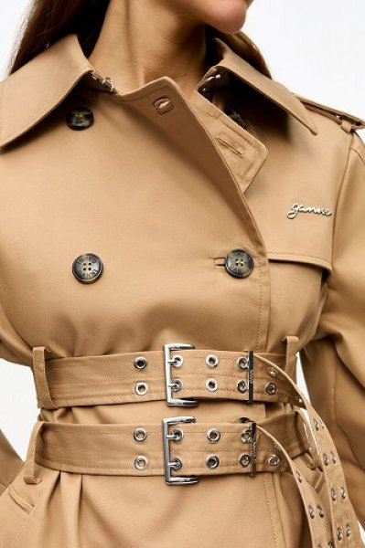 画像3: GANNI ガニー Camel Bonded Cotton Trench Coat (3)
