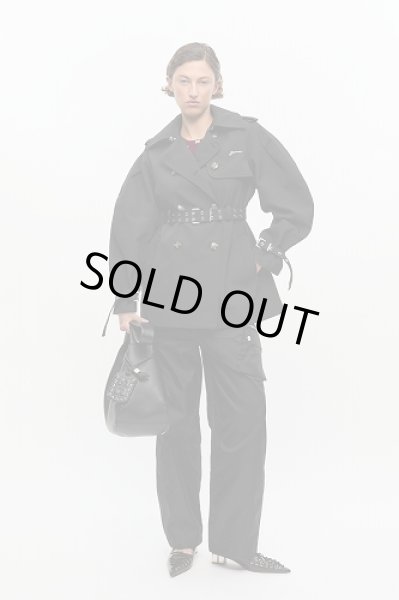 画像4: GANNI ガニー Black Heavy Twill Midi Trench Coat (4)