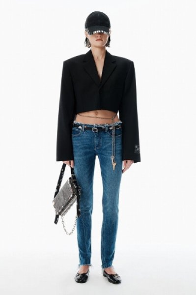 画像1: alexanderwang　ブラック ウールブレンド ローエッジ ブレザー (1)
