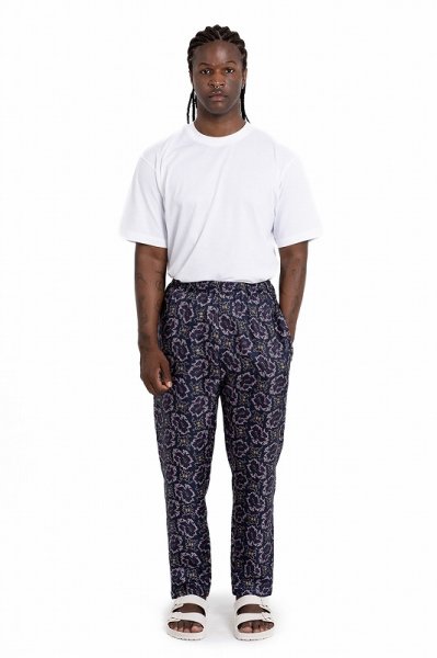画像1: BANANATIME  EASY PANT PAISLEY FISH NAVY PINK (1)