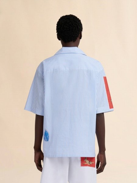 画像3: MARNI  ライトブルー ポプリン製ストライプボウリングシャツ (3)