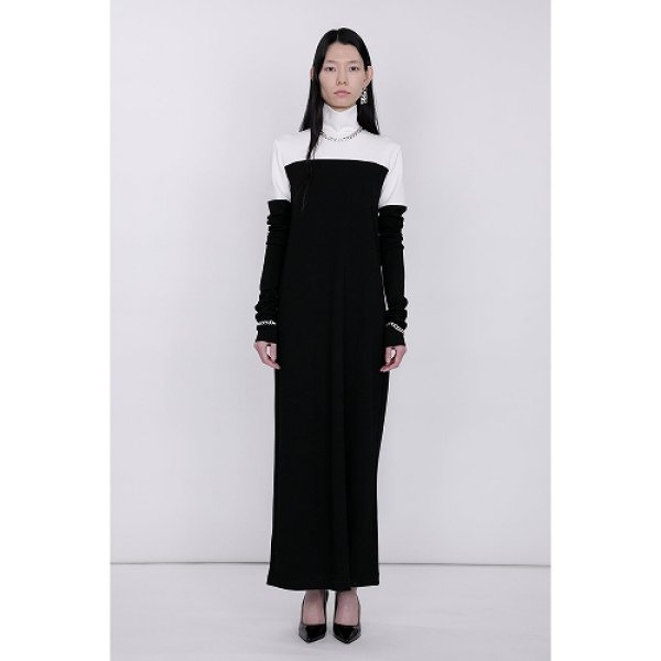 画像3: th products TARO HORIUCHI  Mix Cut Dress / white × black (3)