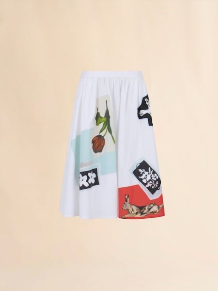 画像1: MARNI  ホワイト ポプリン製Aラインスカート (1)
