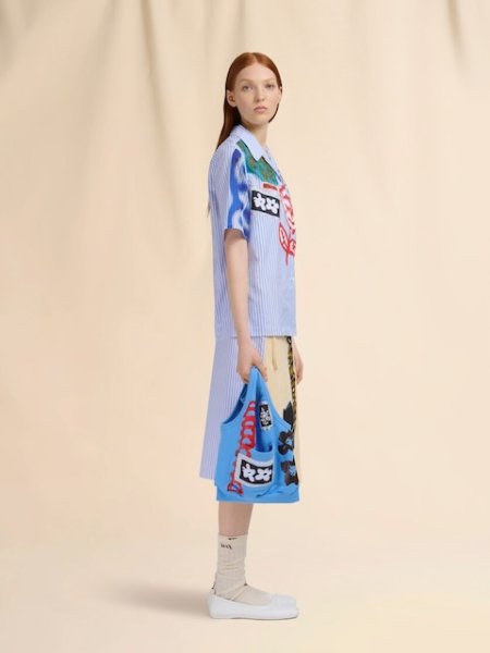 画像5: MARNI  ブルー ポプリン製ストライプボウリングシャツ (5)