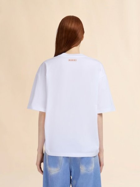 画像3: MARNI  ホワイト オーガニックコットン製Tシャツ シャーリングディテール (3)