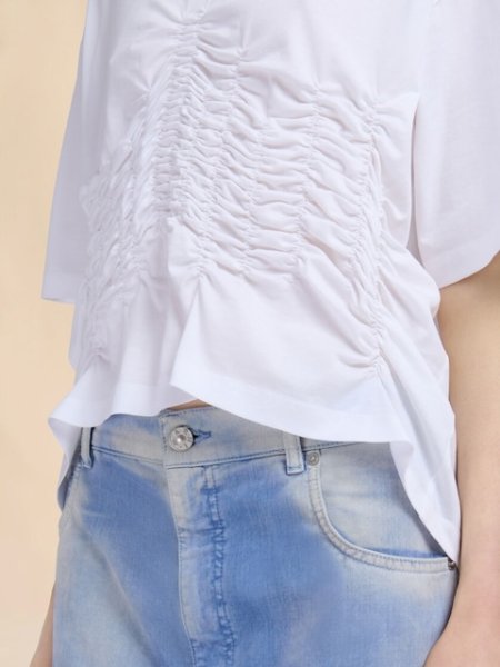 画像4: MARNI  ホワイト オーガニックコットン製Tシャツ シャーリングディテール (4)