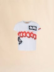 画像1: MARNI  ホワイト コットン製Tシャツ プリントとパッチ入り (1)