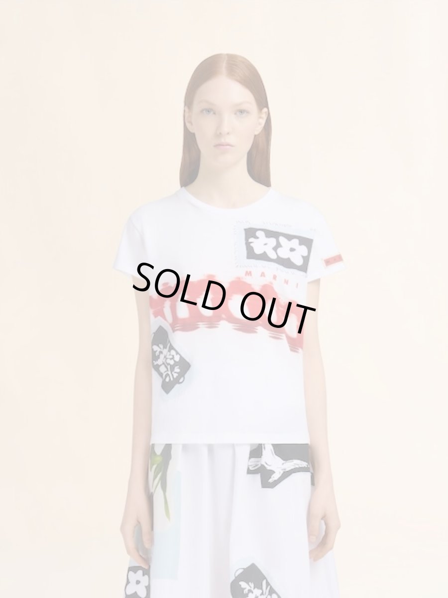 画像2: MARNI  ホワイト コットン製Tシャツ プリントとパッチ入り (2)
