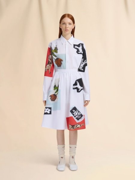 画像2: MARNI  ホワイト ポプリン製Aラインスカート (2)