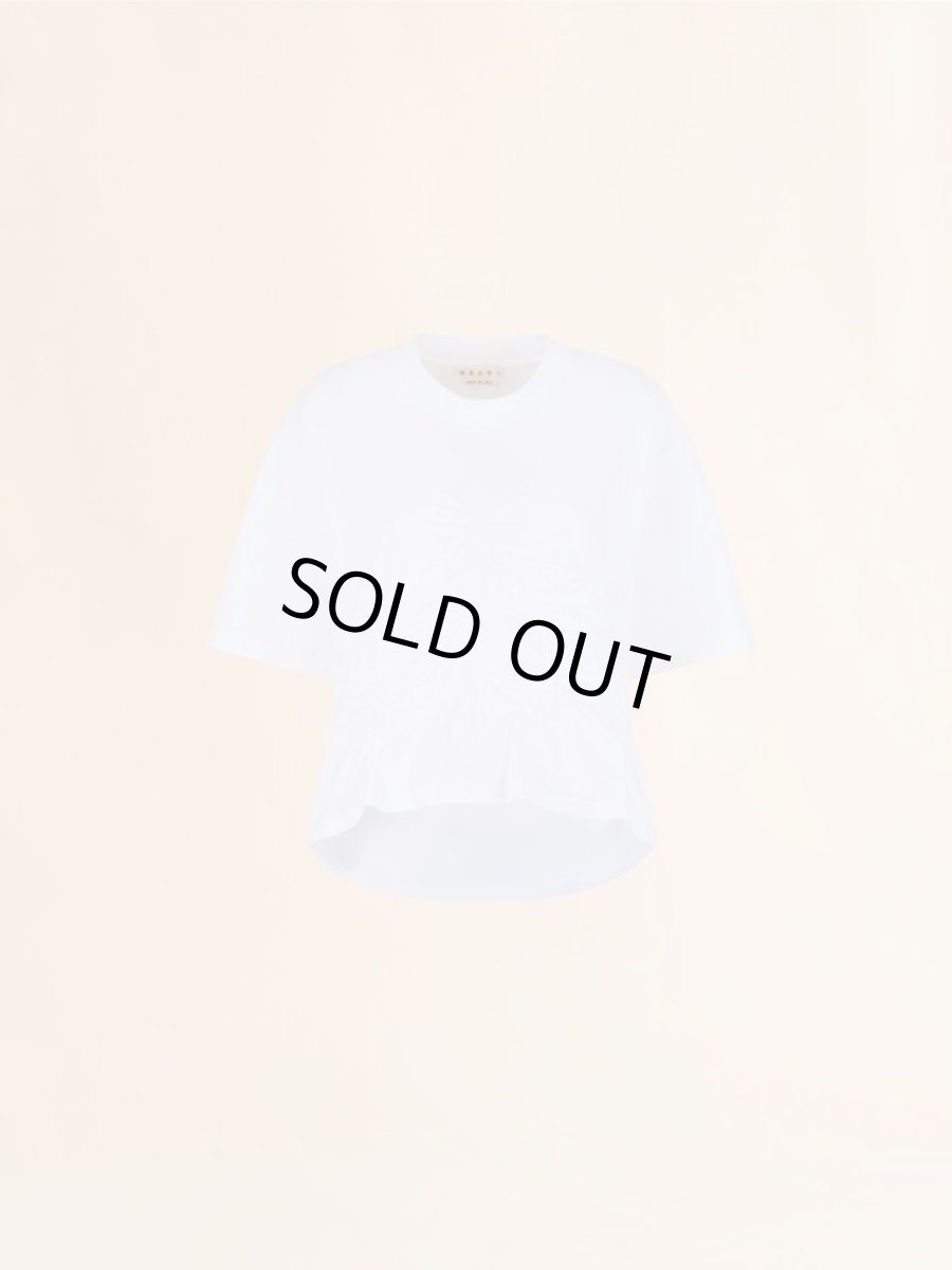 画像1: MARNI  ホワイト オーガニックコットン製Tシャツ シャーリングディテール (1)
