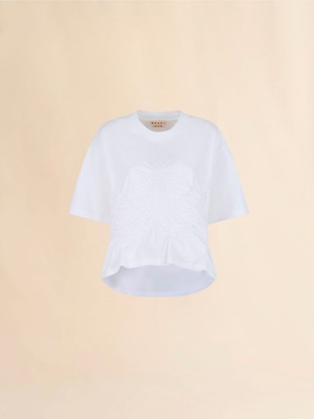 画像1: MARNI  ホワイト オーガニックコットン製Tシャツ シャーリングディテール (1)