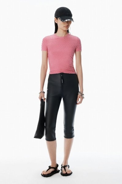 画像4: alexanderwang　ピンク ロゴ ジャカード シュランク ベビー tシャツ (4)