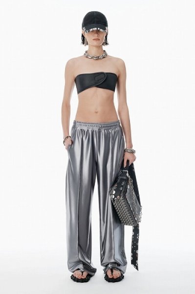 画像1: alexanderwang　グレー サテンファイユ スウェットパンツ (1)