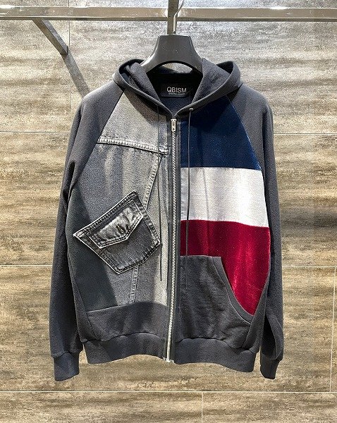 画像1: QBISM REMAKE DENIM DOCKING HOODIE (1)