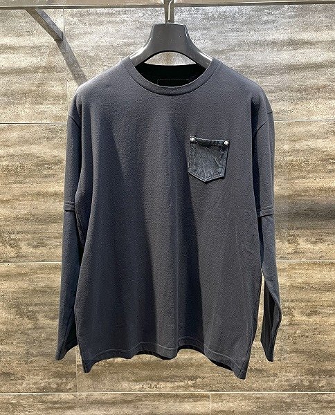 画像1: QBISM REMAKE DENIM DOCKING L/S Rayerd TEE (1)
