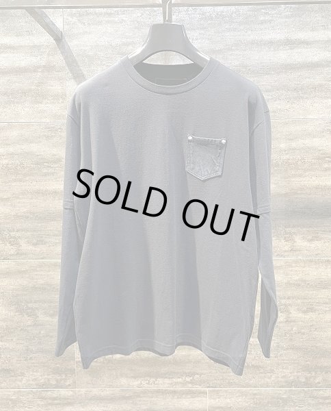 画像1: QBISM REMAKE DENIM DOCKING L/S Rayerd TEE (1)