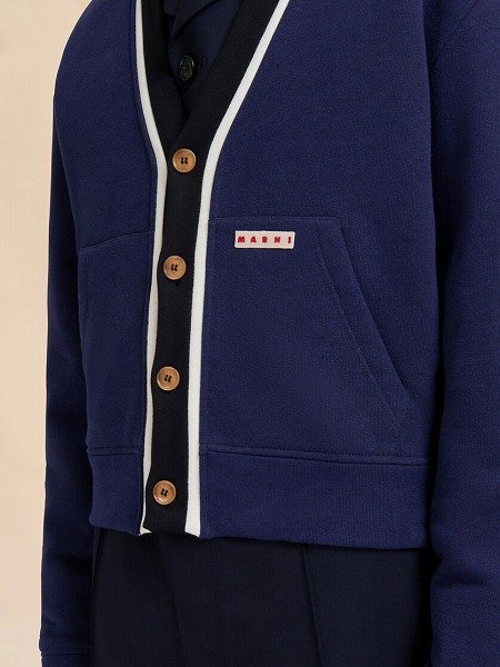 画像4: MARNI ブルー オーガニックコットン製カーディガン スウェットシャツ バイカラープラケット付き (4)