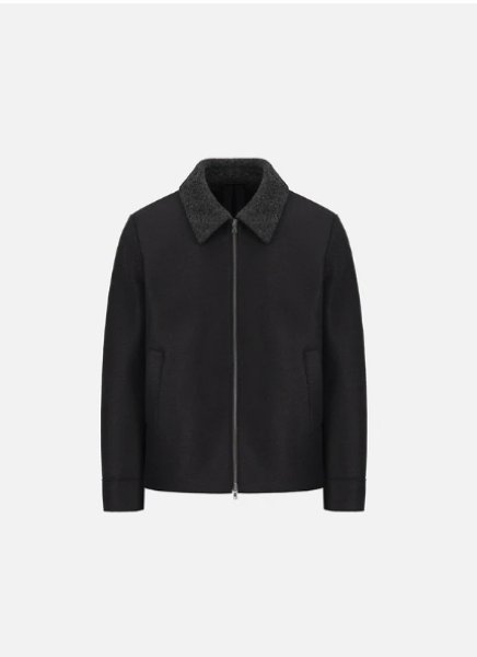 画像1: HARRIS WHARF LONDON  GOLF JACKET PRESSED WOOL AND BOUCLE (1)
