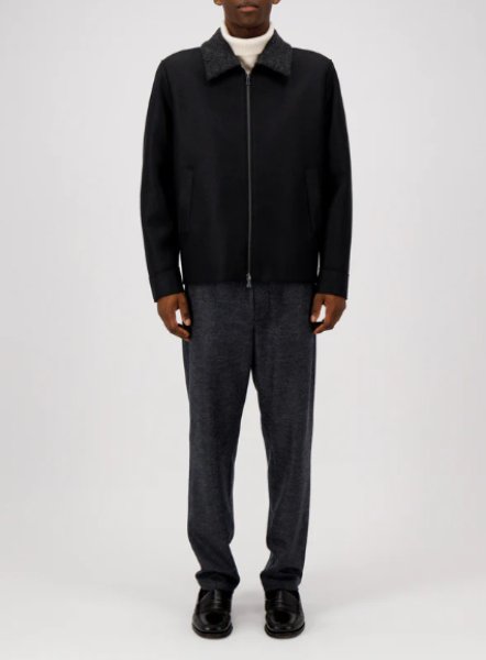 画像2: HARRIS WHARF LONDON  GOLF JACKET PRESSED WOOL AND BOUCLE (2)