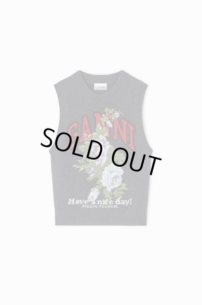画像1: GANNI ガニー Dark Grey Rose Wool Vest (1)