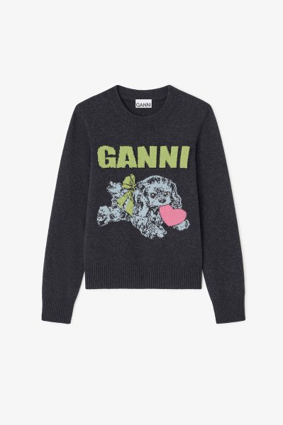 画像1: GANNI ガニー Dark Grey Puppy Wool Jumper (1)