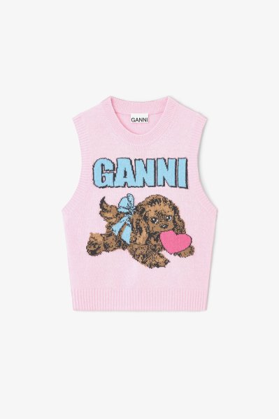 画像1: GANNI ガニー Pink Puppy Wool Vest (1)