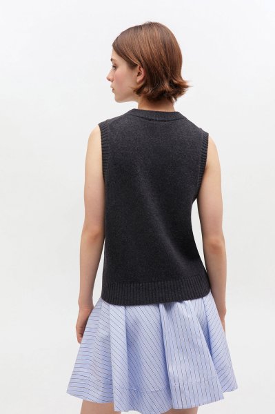 画像4: GANNI ガニー Dark Grey Rose Wool Vest (4)