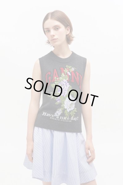 画像2: GANNI ガニー Dark Grey Rose Wool Vest (2)
