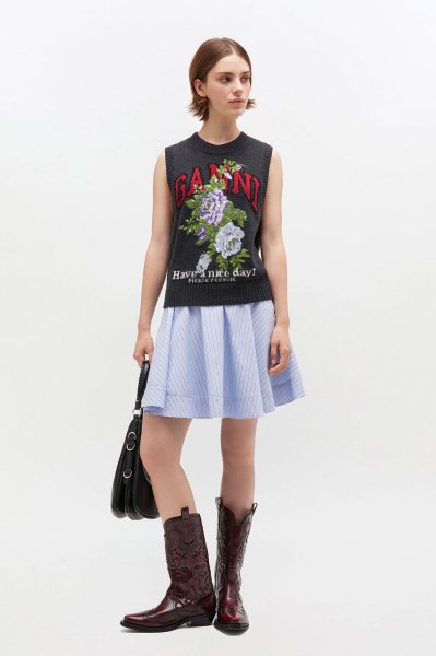 画像3: GANNI ガニー Dark Grey Rose Wool Vest (3)