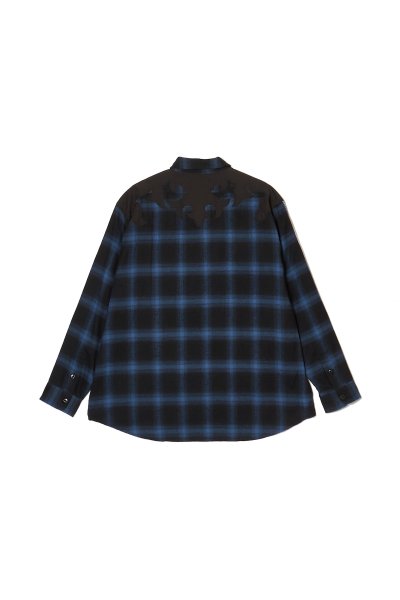 画像2: MAYO STUD LOOK EMBROIDERY CHECK SHIRT BLUE (2)