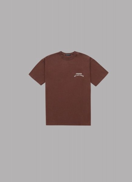 画像1: ALWAYS OUT OF STOCK　BASIC LOGO S/S TEE BROWN x OFF WHITE (1)