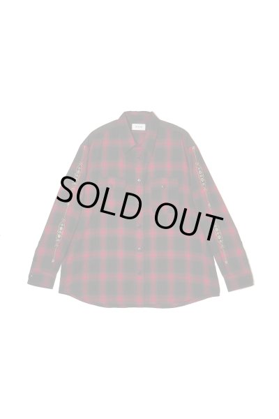 画像1: MAYO STUD LOOK EMBROIDERY CHECK SHIRT RED (1)