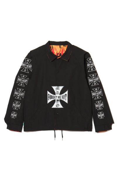 画像1: MAYO IRON CROSS EMBROIDERY REVERSIBLE COACH JKT BLACK x ORANGE (1)