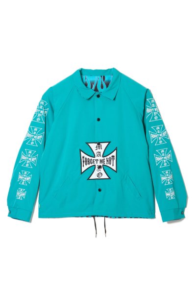 画像1: MAYO IRON CROSS EMBROIDERY REVERSIBLE COACH JKT KINMIYA BLUE (1)