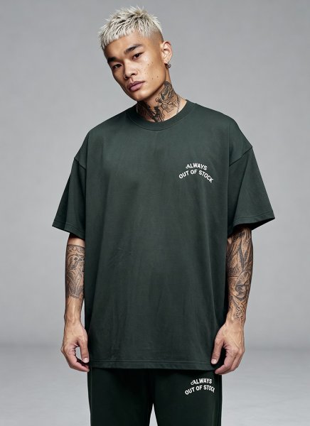 画像3: ALWAYS OUT OF STOCK　BASIC LOGO S/S TEE OLIVE x OFF WHITE (3)
