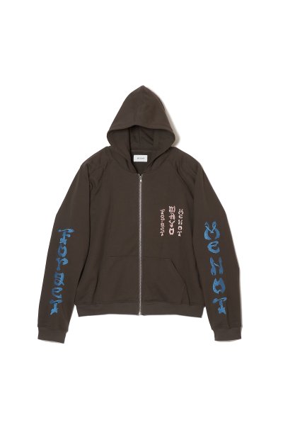 画像1: MAYO FORGET ME NOT EMBROIDERY ZIPUP HOODIE CHARCOAL (1)