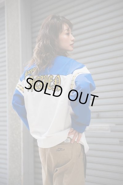 画像4: MAYO　ELECTRICAL MOUSE EMBROIDERY FOOTBALL LONG SLEEVE TEE WHITE x BLUE (4)