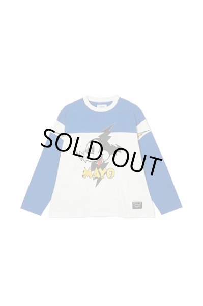 画像1: MAYO　ELECTRICAL MOUSE EMBROIDERY FOOTBALL LONG SLEEVE TEE WHITE x BLUE (1)