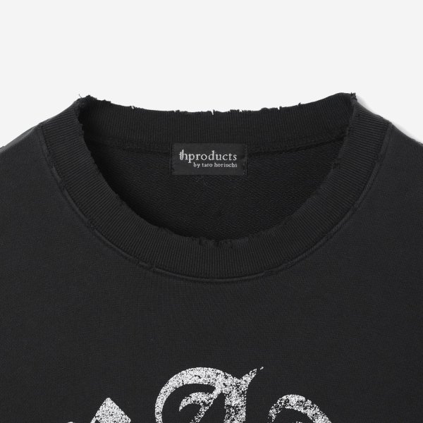 画像3: th products TARO HORIUCHI  Damaged College Sweatshirt / black (3)