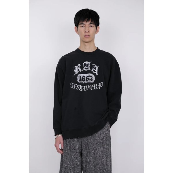 画像8: th products TARO HORIUCHI  Damaged College Sweatshirt / black (8)