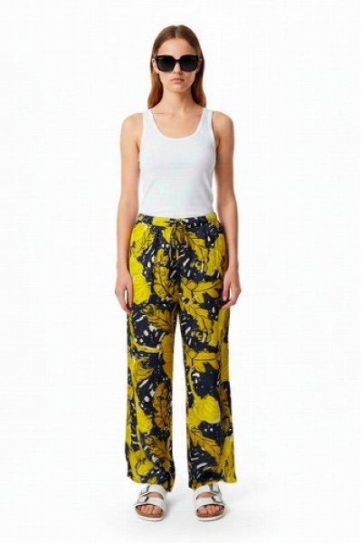 画像1: BANANATIME  EASY PANT AUTUMN LEAVES NAVY YELLOW (1)