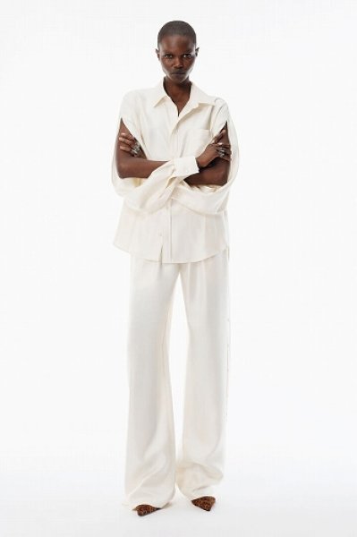 画像4: alexanderwang アレキサンダーワン  アイボリー シルク スラッシュスリーブシャツ (4)