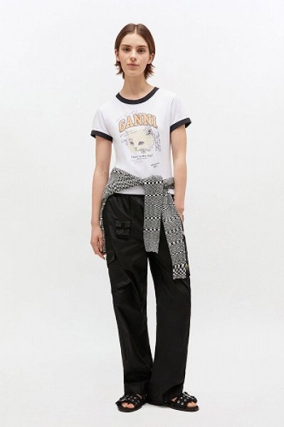 画像3: GANNI ガニー White Cropped Kitty T-shirt (3)