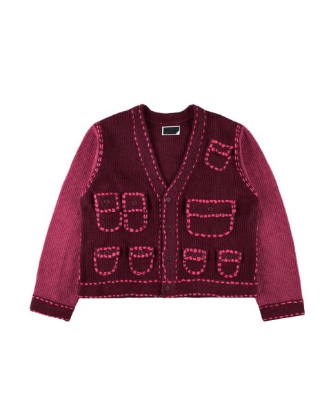 画像1: PHINGERIN PG1 POCKET CARDIGAN BURGUNDY (1)
