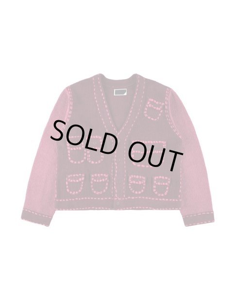 画像1: PHINGERIN PG1 POCKET CARDIGAN BURGUNDY (1)