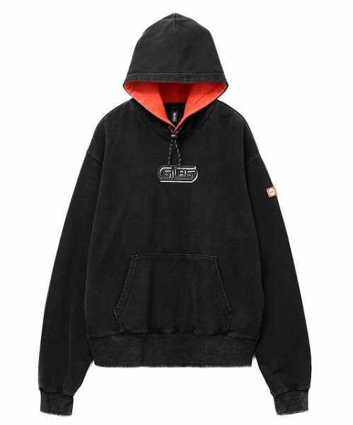 画像1: BIG SILAS DRAWSTRING SWEAT HOODIE BLACK (1)